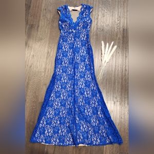 Xscape Royal blue lace gown.  Size 4.